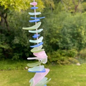 Pastel Sea glass suncatcher sun catcher window wall hanging 8” long